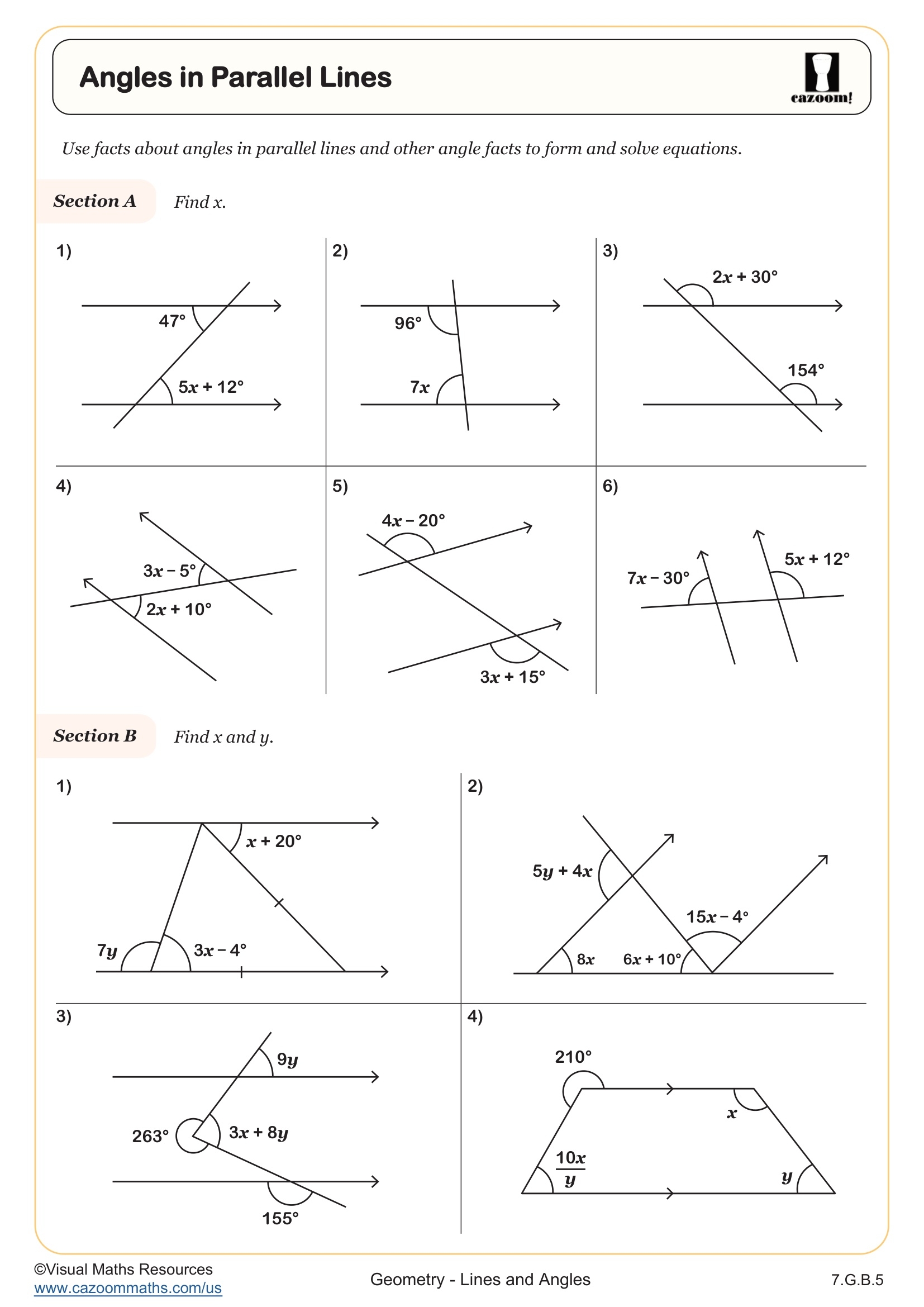 7th Grade Geometry Worksheets Printable PDF Math Worksheets Cazoom Math