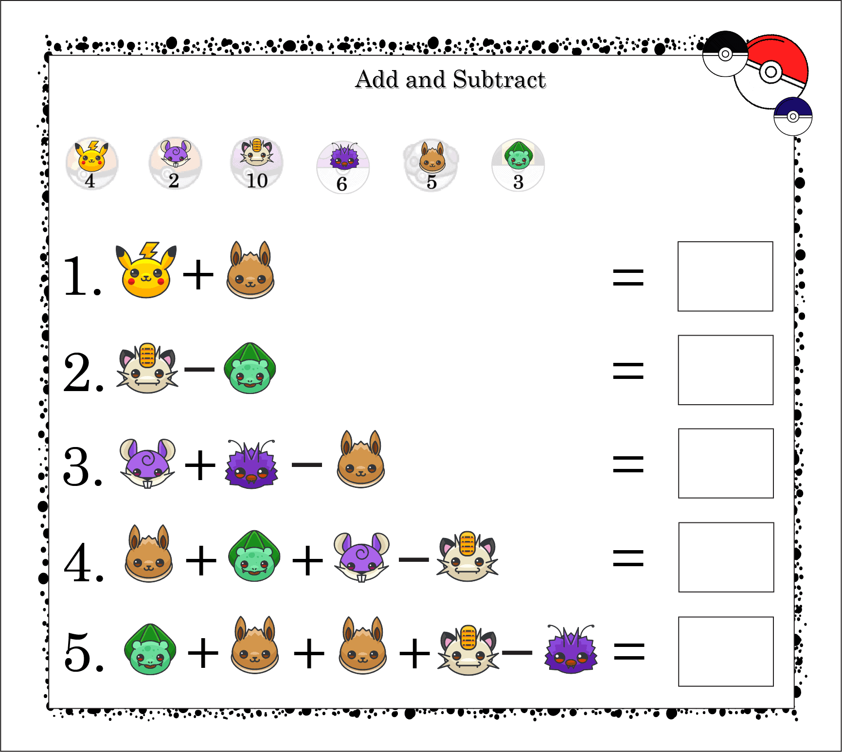 8 Exciting Pok mon Math Worksheets 22 Free Pages