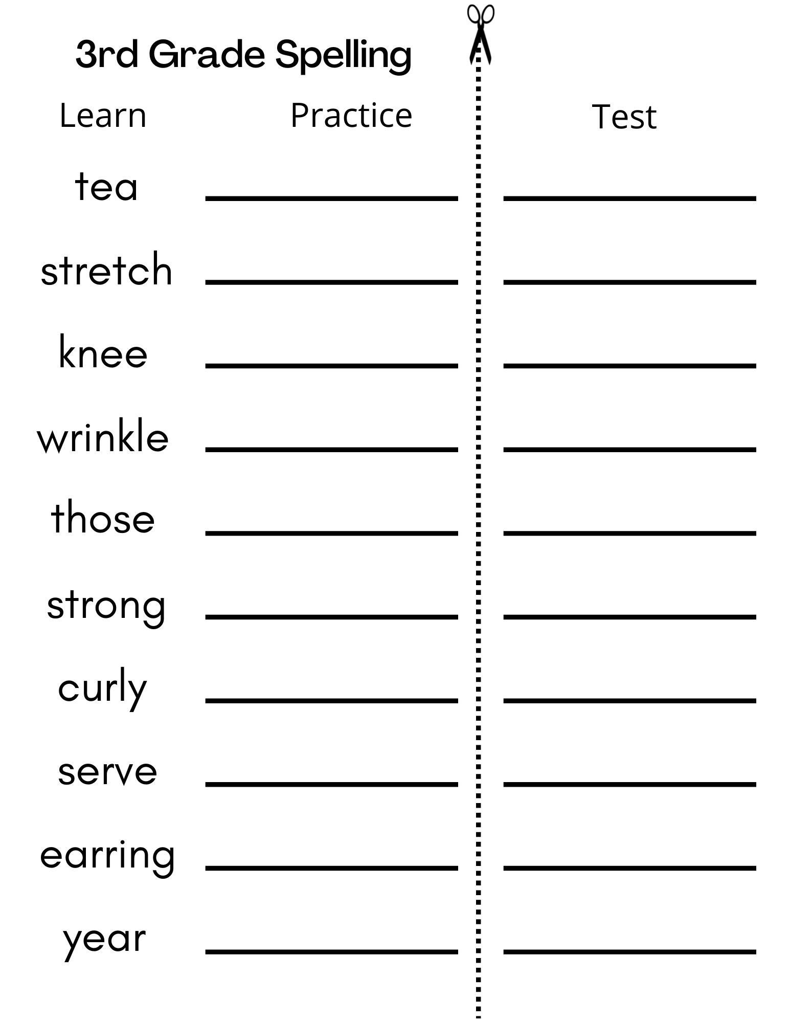 8 Printable Third Grade Spelling Writing Spelling Test Etsy Australia