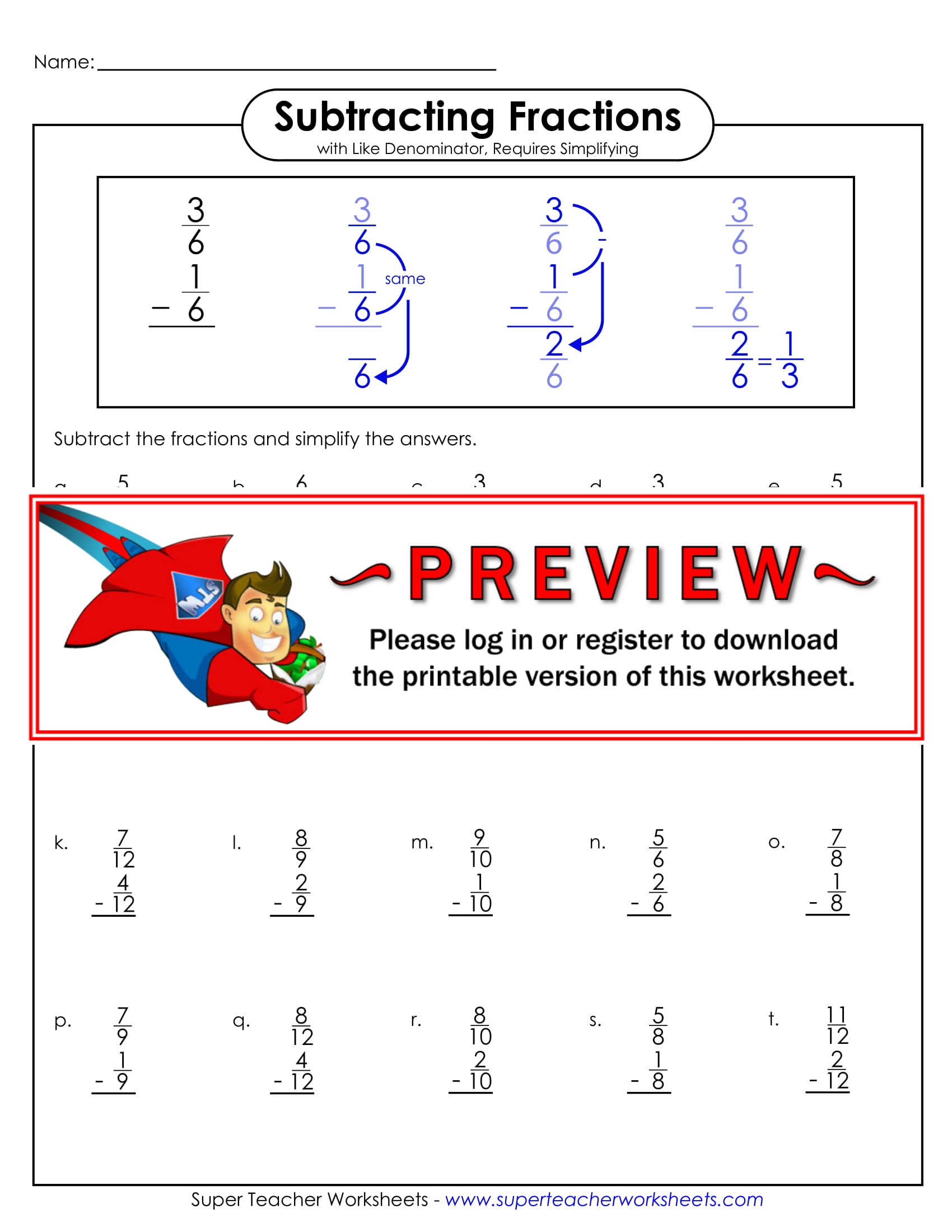 super teacher worksheets math