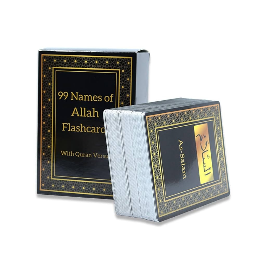 99 Names Allah Flash Cards With Quran Verses Asma UI Husna 5 X 3 5 Black And Gold Amazon de Toys