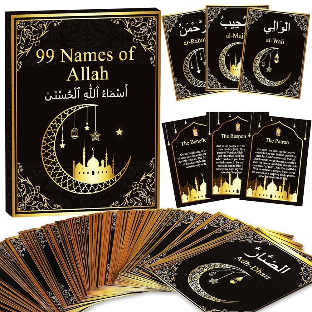 99 Names Of Allah Flashcards Quran Verses Asma UI Husna Cards Eid Al Adha Flashcards In Arabic And English Eid Or Ramadan Gifts For Family Friends 5 5 X 3 1 Inch Amazon de Toys