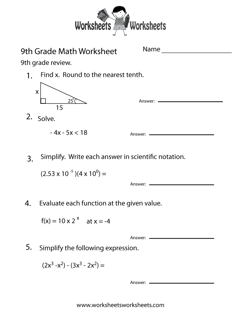 9th Grade Math Review Worksheet Worksheets Worksheets 9th Grade Math Review Worksheet Worksheets Worksheets