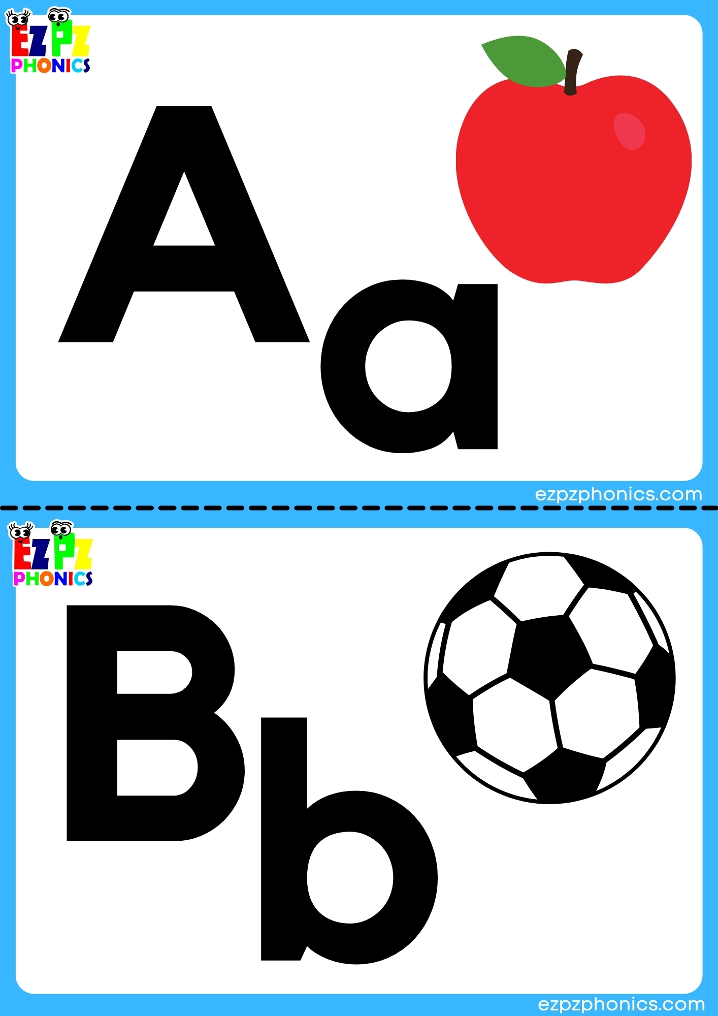 A To Z Half Page Phonics Flashcards With Images Complete Set Download Free Printable PDF For Teachers And Homeschool Parents To Teach Kindergarten And Preschool Children Ezpzphonics