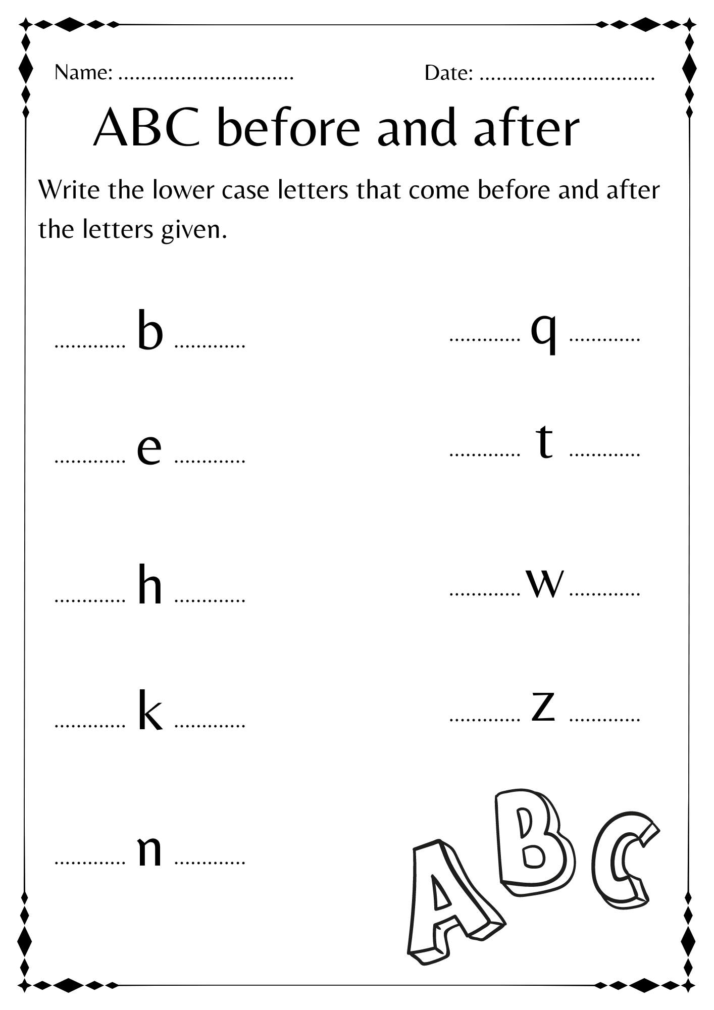 kindergarten alphabet worksheets