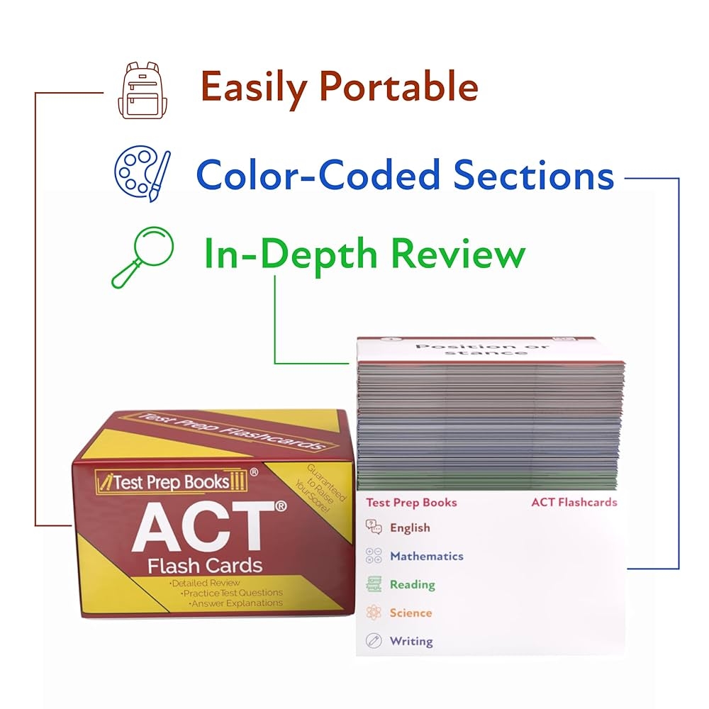ACT Flashcards ACT Prep 2022 2023 Flash Cards Study Guide And Practice Test Questions 2nd Edition Test Prep Books Amazon de B cher