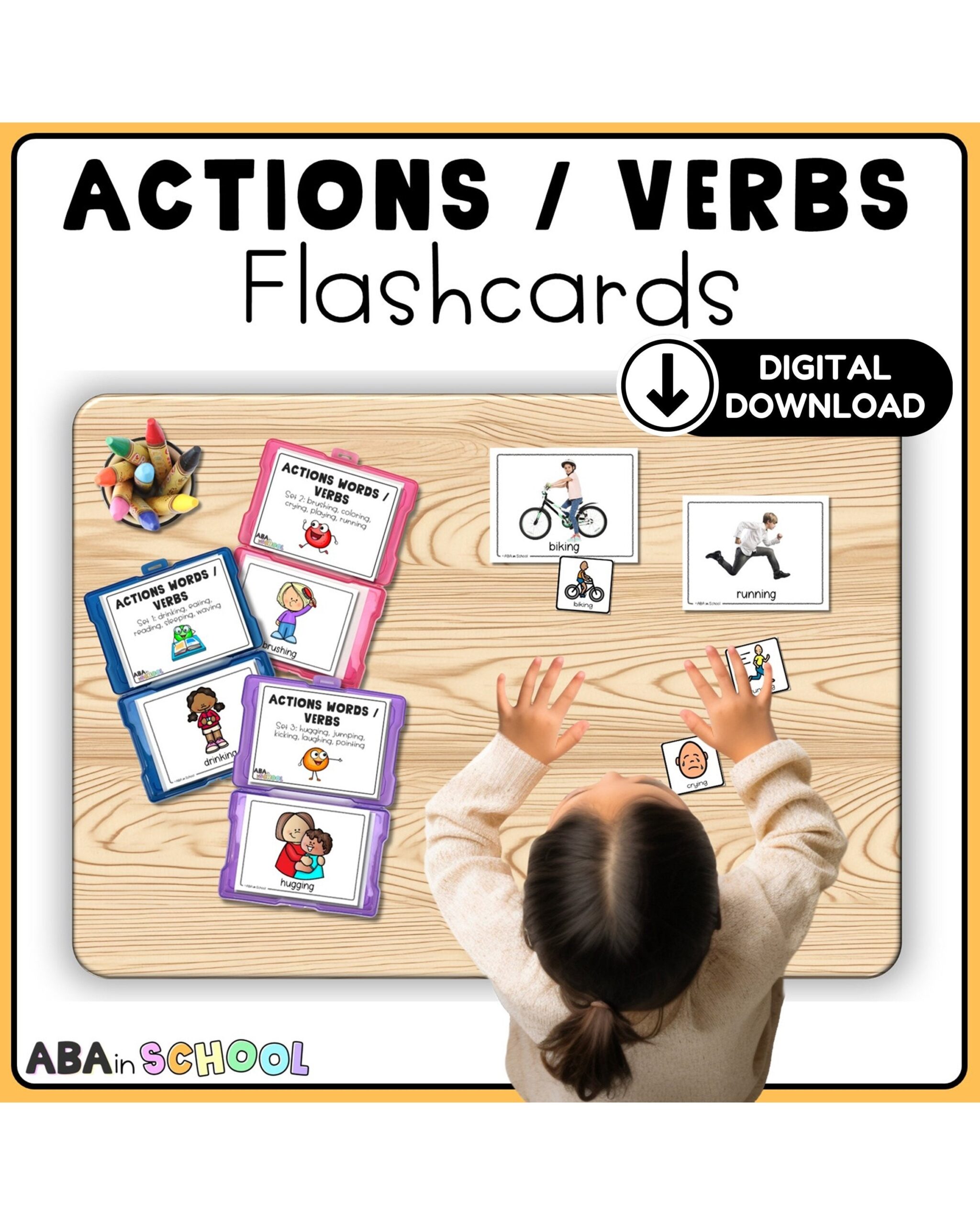 Action Verb Flashcards For Task Cards Activities Speech And Language Special Education Etsy