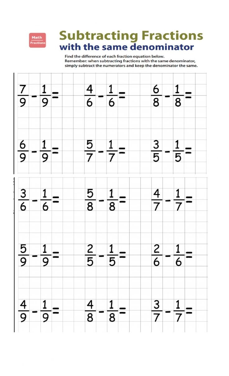 add and subtract fractions worksheet