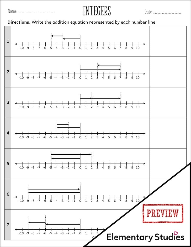 add and subtract integers worksheet