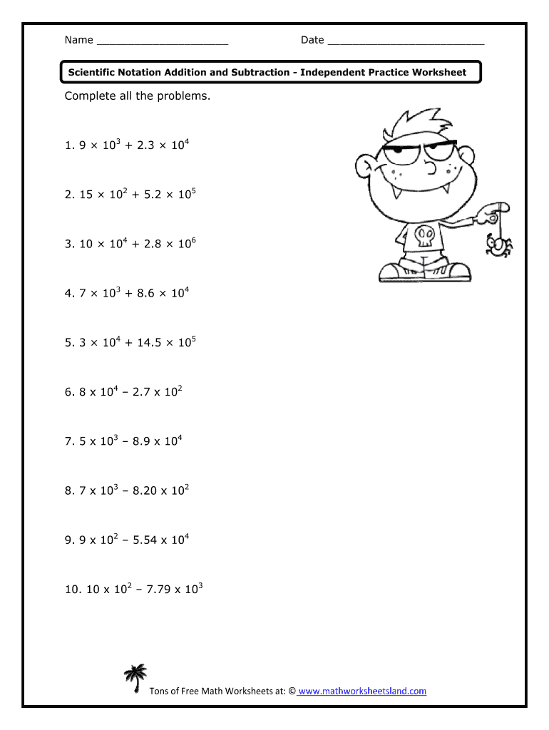 Adding And Subtracting Scientific Notation Worksheet Fill Out Worksheets Library