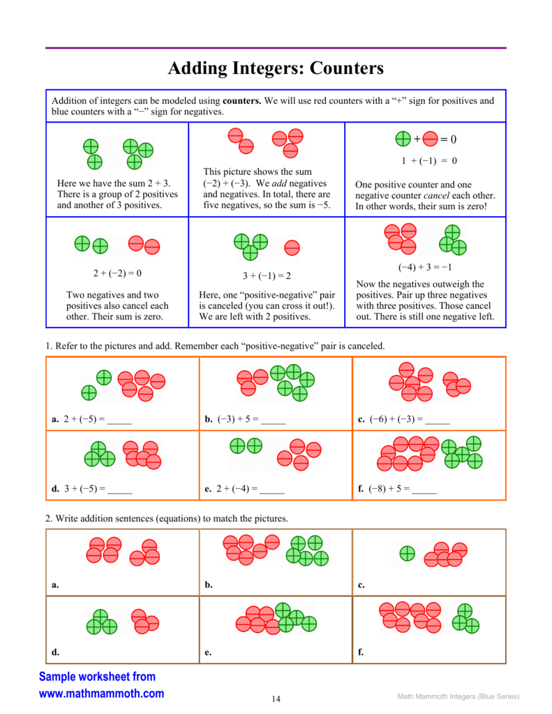 math adding and subtracting integers worksheets math adding and subtracting integers worksheets