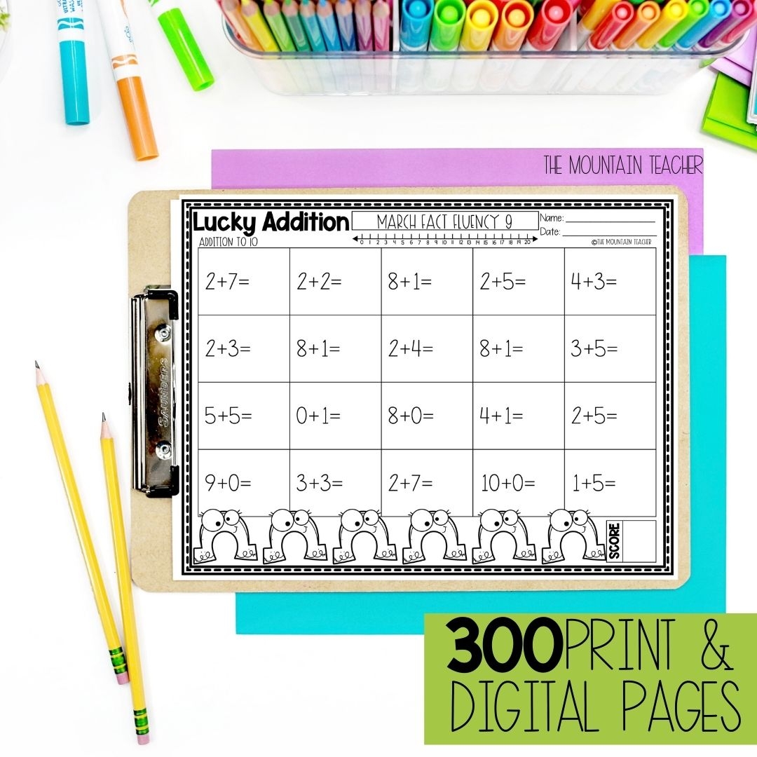 Addition And Subtraction Within 10 Worksheets YEAR LONG Daily Math Fact Fluency The Mountain Teacher