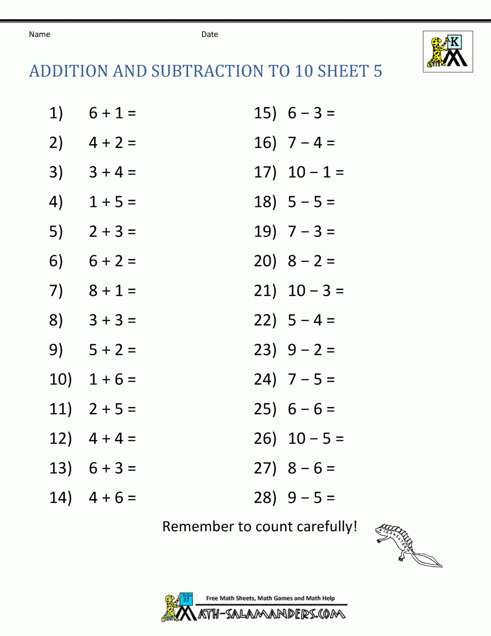 basic math worksheets