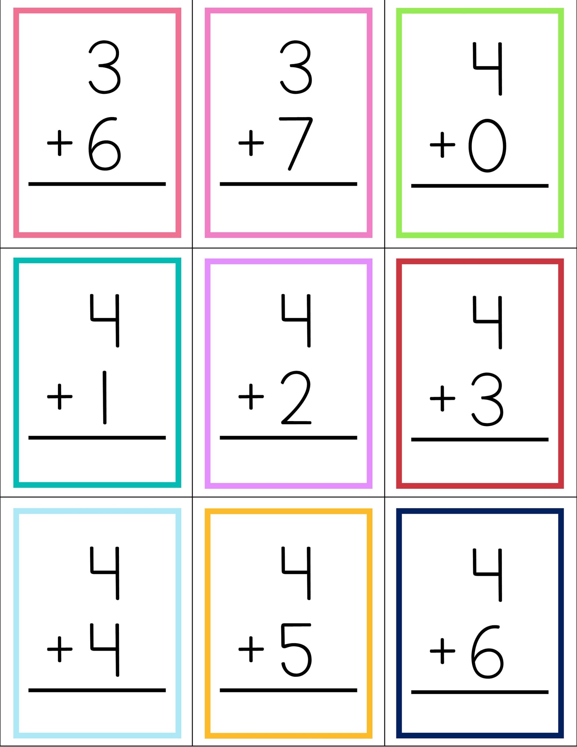 Addition Facts Flash Cards Sums To 10 PDF Pattern Etsy