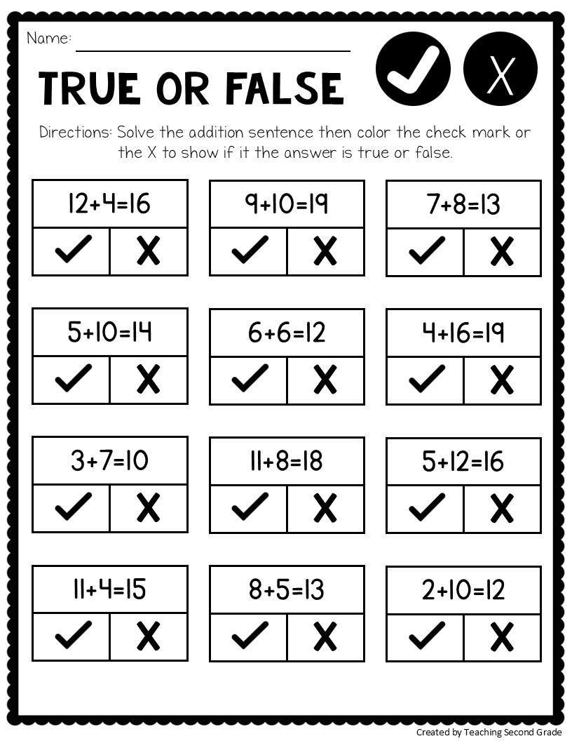 Addition Facts To 20 Worksheets Fun No Prep Math Worksheets For 1st 2nd Grade Teaching Ideas Made Easy