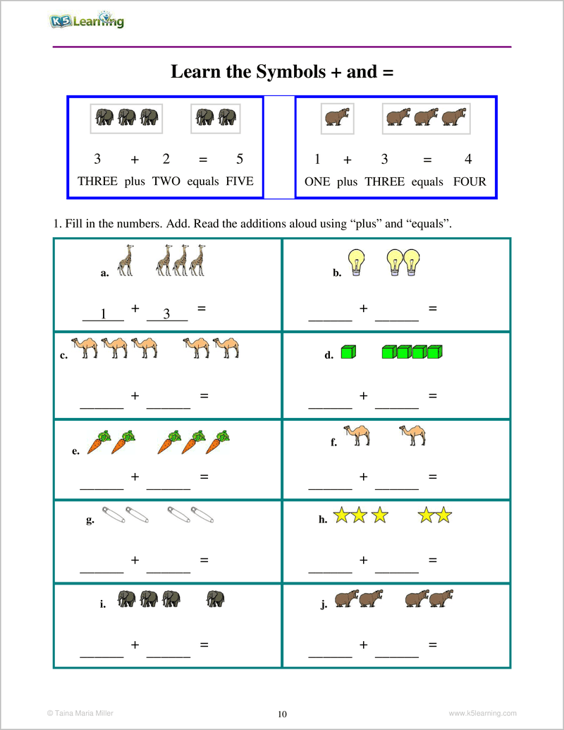 Addition Workbook For Kindergarten To Grade 1 K5 Bookstore