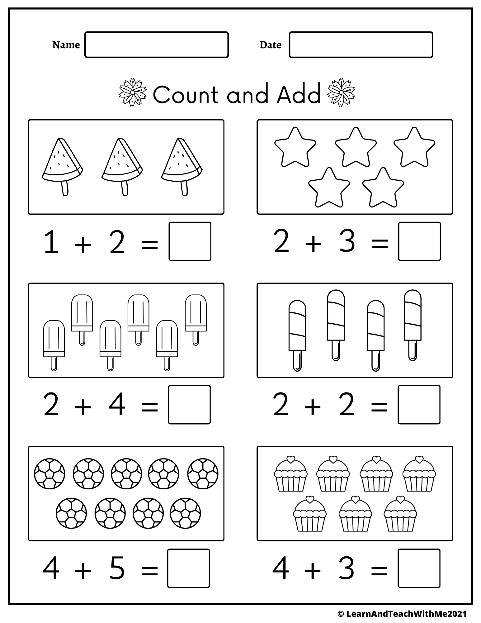 addition worksheets kindergarten