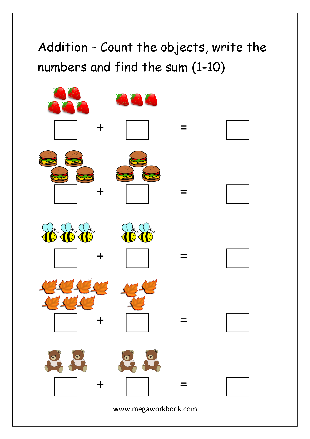 Addition Worksheets For Kindergarten Math Addition Worksheets Addition Practice Worksheets Addition For Kindergarten MegaWorkbook Addition Worksheets For Kindergarten Math Addition Worksheets Addition Practice Worksheets Addition For Kindergarten MegaWorkbook