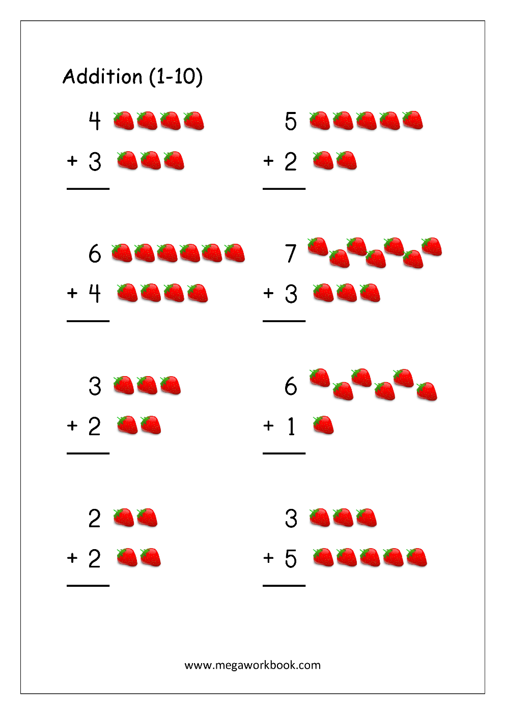 single digit addition worksheets