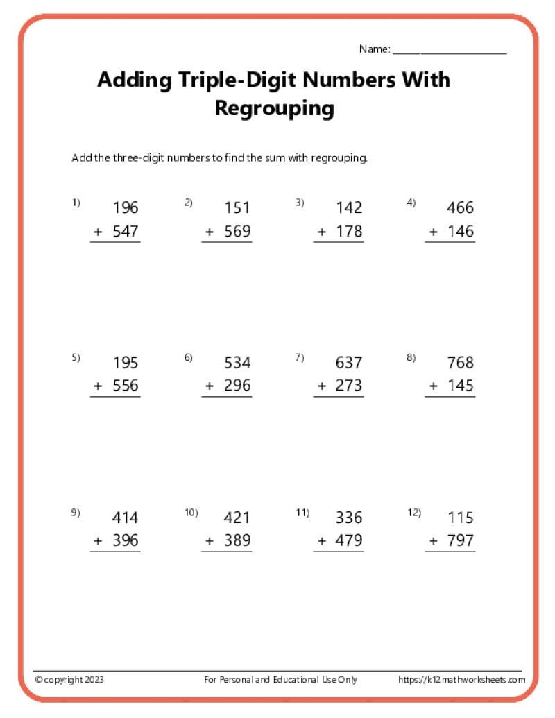 math worksheets to print