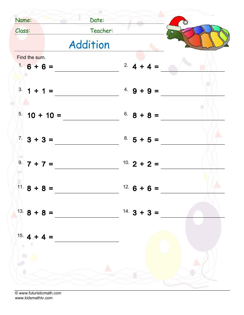 basic math addition worksheets