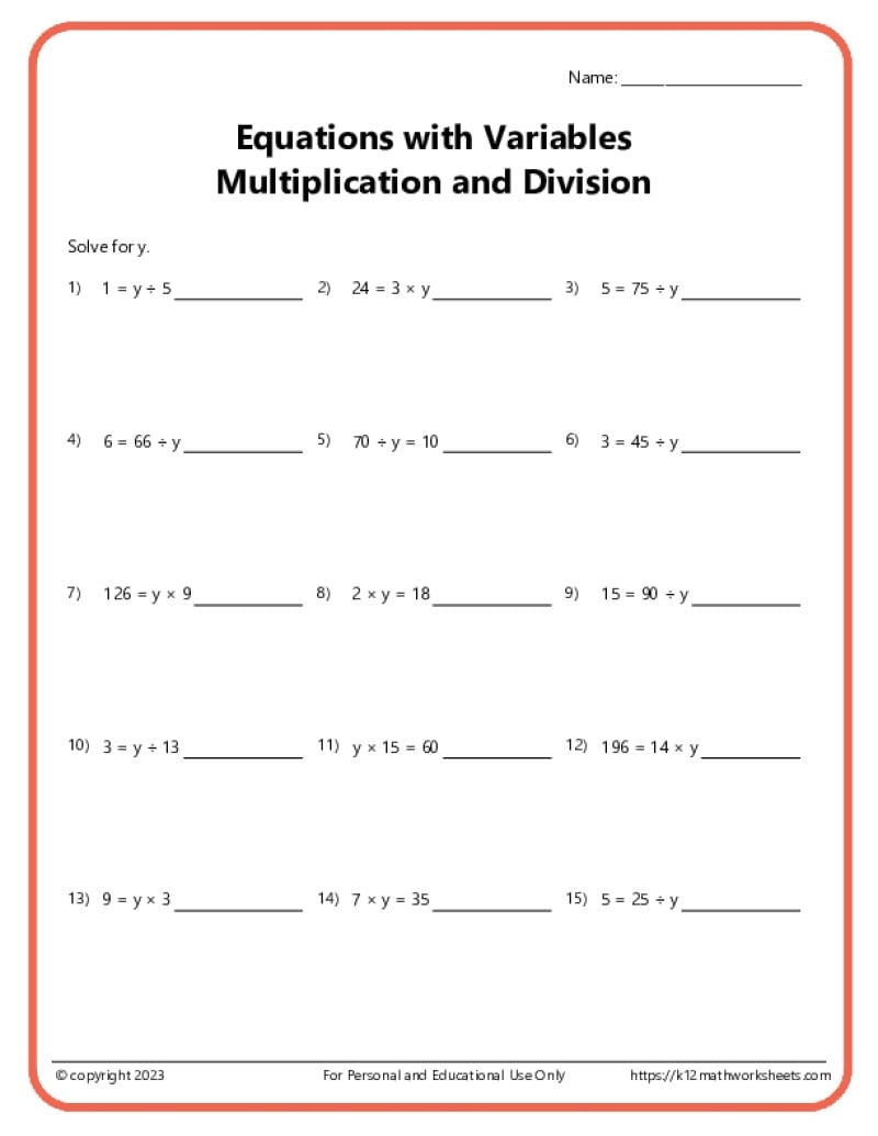 Algebra Worksheets K12 Math Worksheets
