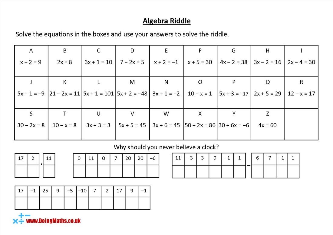 Algebraic Equations Free Worksheets PowerPoints And Other Resources For GCSE