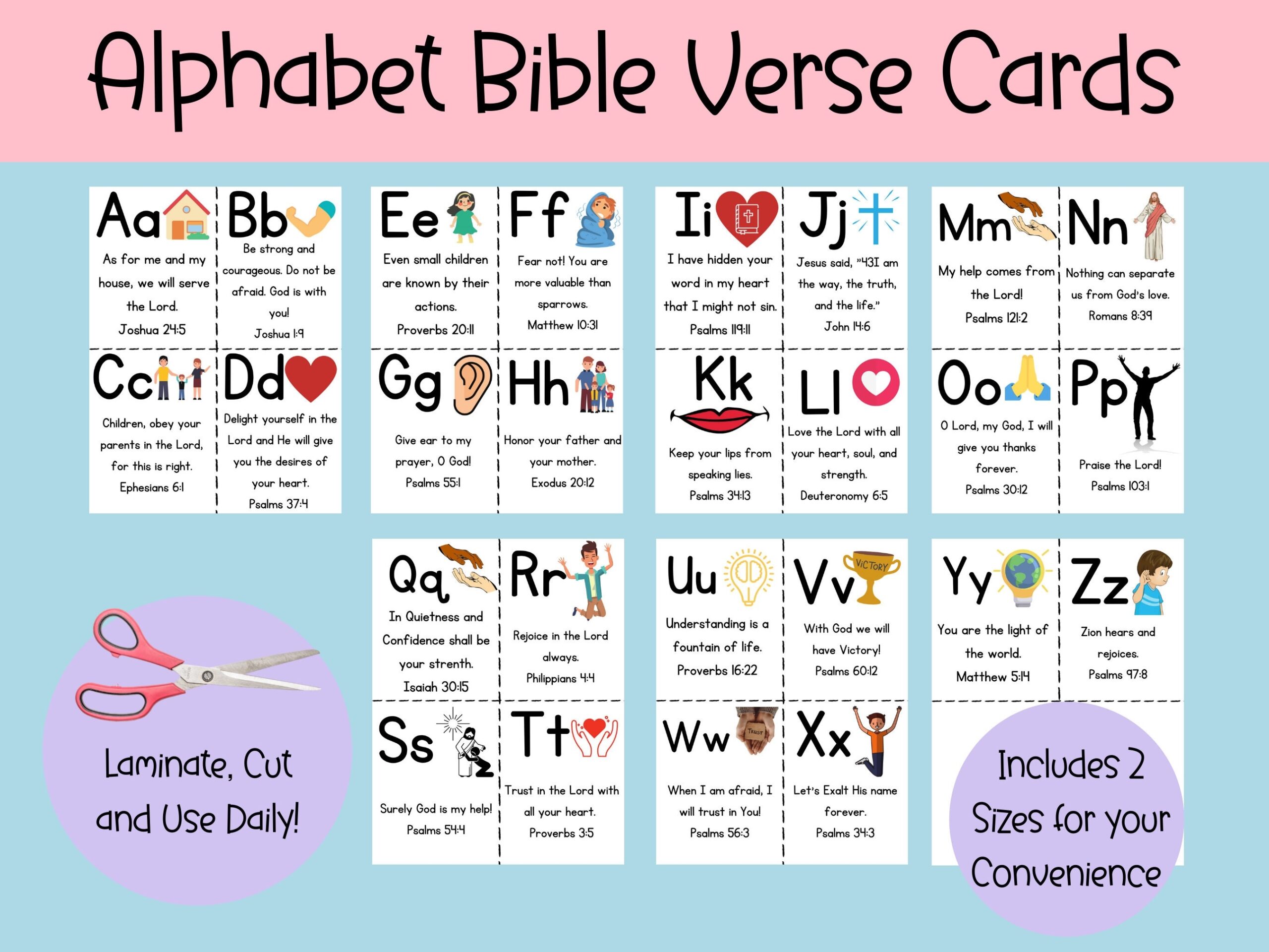 Alphabet Bible Verse Cards Printable ABC Bible Flashcards Preschool Letters Preschool Curriculum Memory Verse Preschool Bible Verse Etsy