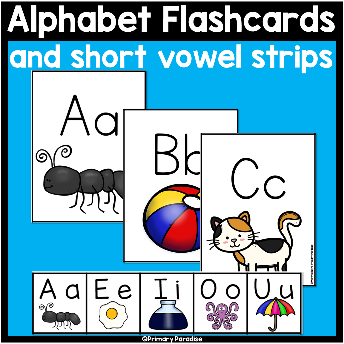 Alphabet Flash Cards Letter Sound ABC Cards With Short Vowel Sounds 
