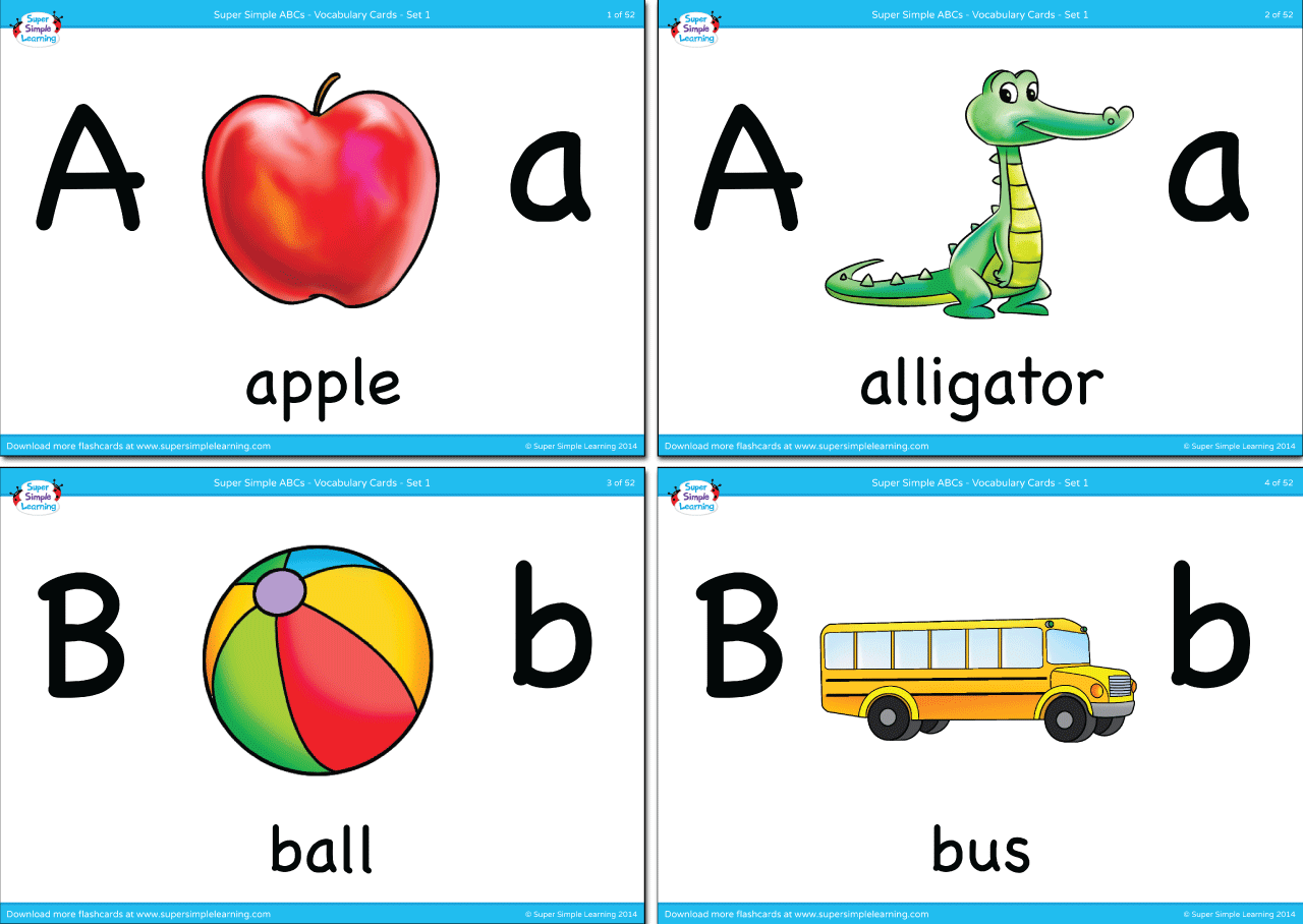 Alphabet Vocabulary Flashcards Set 1 Super Simple Alphabet Vocabulary Flashcards Set 1 Super Simple