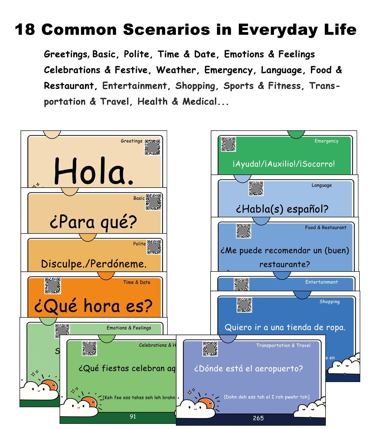 Amazon 500 Spanish Phrases Flash Cards Flashcards For Adults Beginners Learn Spanish Phrases For Beginners Toys Games
