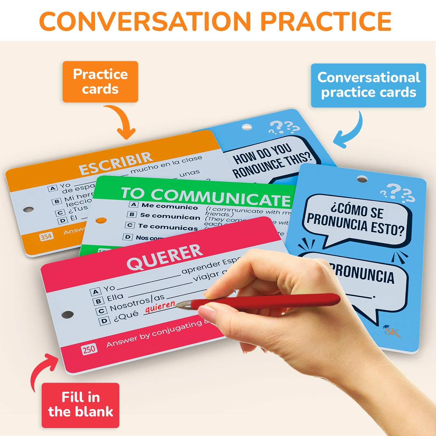 Amazon 500 Spanish Vocabulary Flash Cards For Adults Kids Ages 15 Verb Conjugation Nouns Adjectives Phrases To Learn Spanish For Adult Beginners Flashcards Toys Games