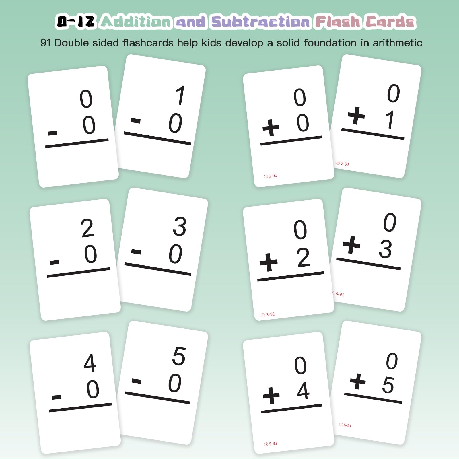Amazon Alened Addition And Subtraction Math Flash Cards Math Games For Preschool Pre k Kindergarten 1st 2nd 3rd 4th 5th 6th Grade Facts 0 12 Learning Flashcards For Kids Ages 6 12 Toys Games