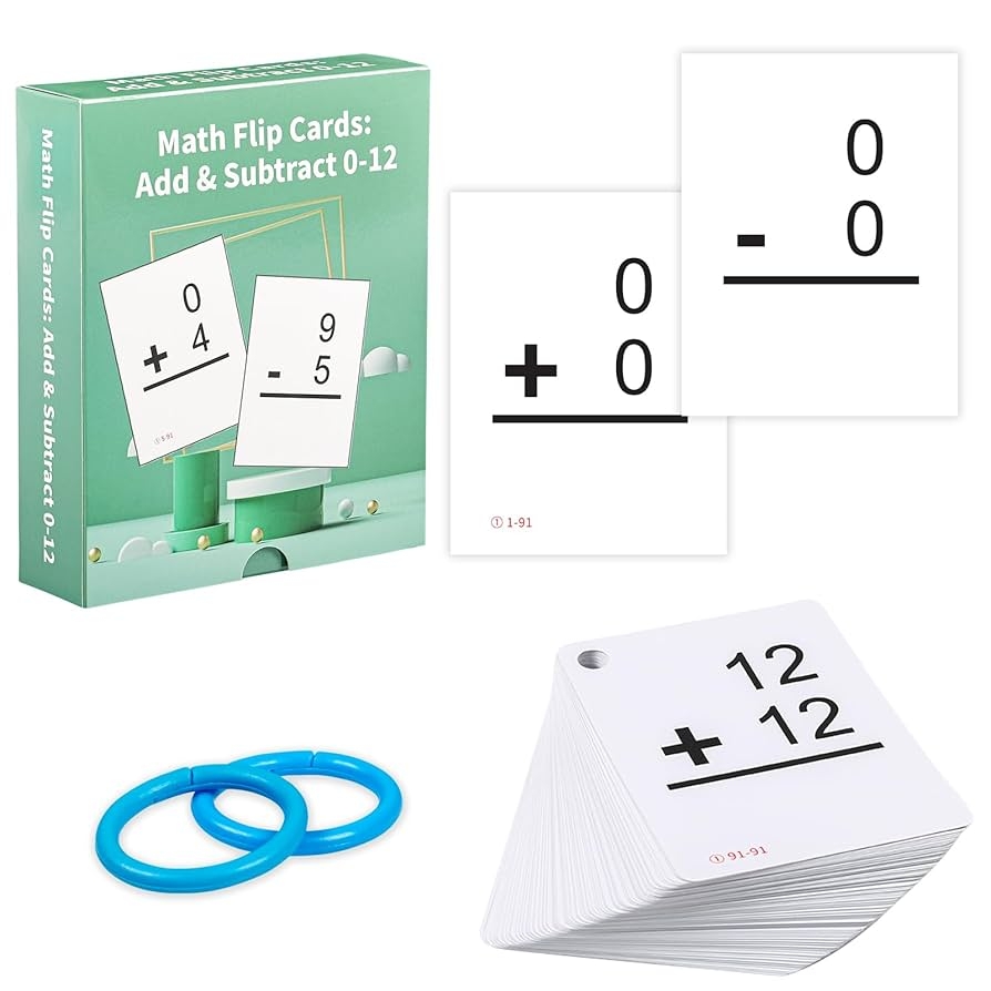 Amazon Alened Addition And Subtraction Math Flash Cards Math Games For Preschool Pre k Kindergarten 1st 2nd 3rd 4th 5th 6th Grade Facts 0 12 Learning Flashcards For Kids Ages 6 12 Toys Games