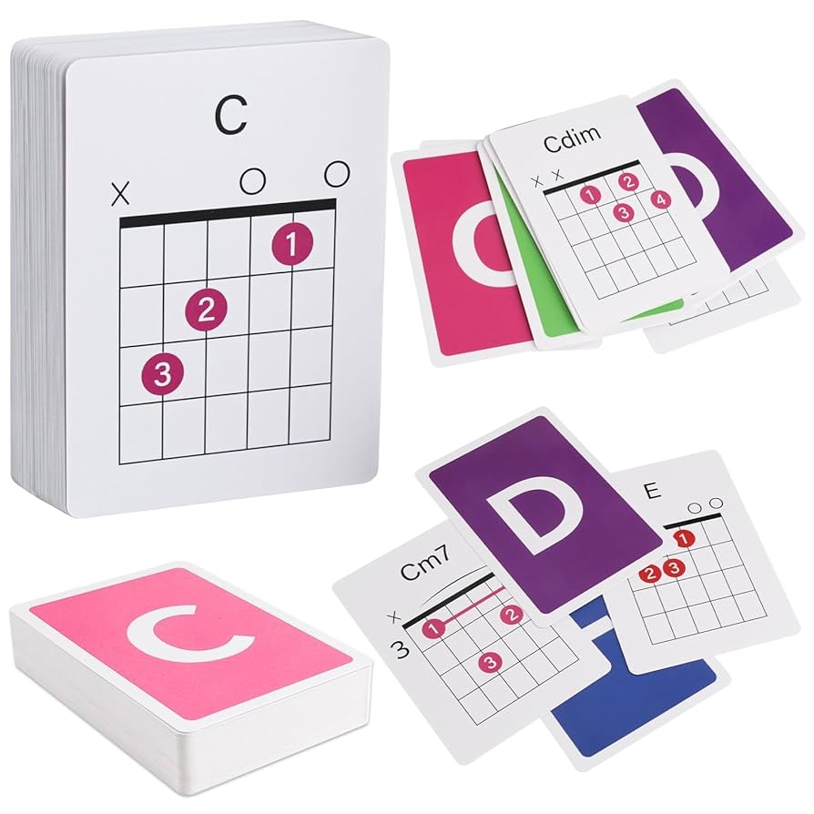 Amazon Guitar Chord Flashcards 56Pcs Acoustic Electric Guitar Learning Cheat Sheets Learn Essential Chords Quickly Easily Perfect For Beginners And Professionals Toys Games