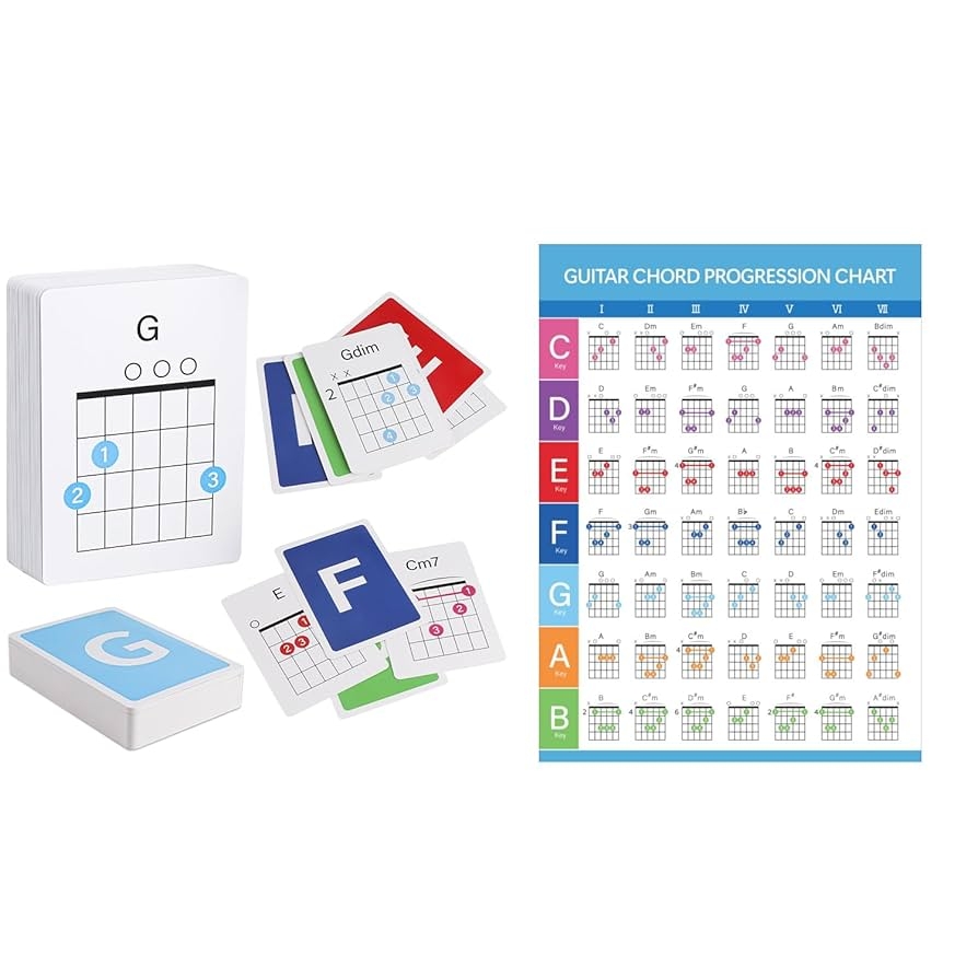 Amazon Guitar Chords Cards And Guitar Chord Chart 56 Guitar Chord Flash Cards Deck Guitar Notes Flash Card Perfect Guitar Learning Tool Guitar Practice Guitar Fretboard Training Tool Musical Instruments