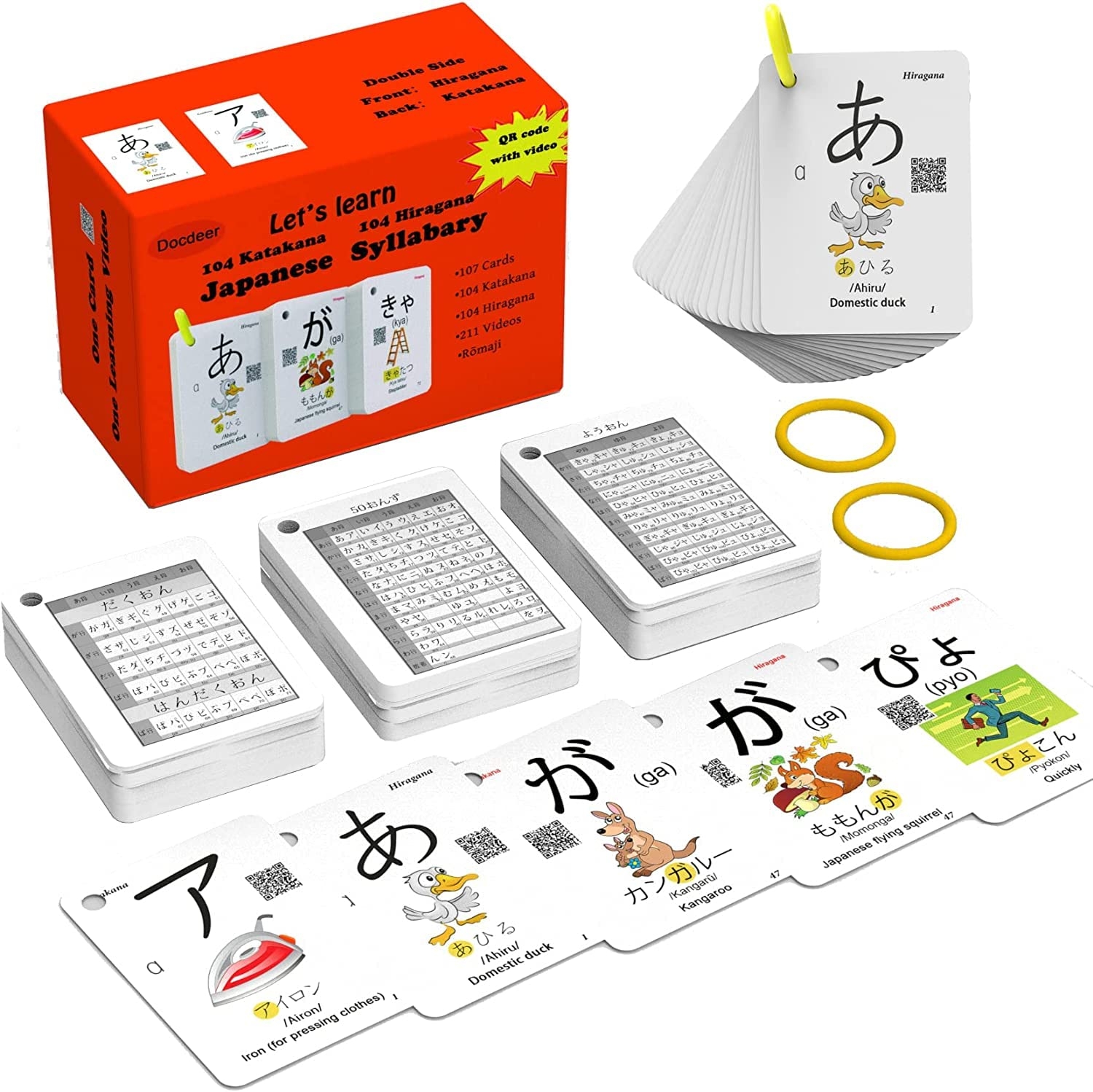 Amazon Hiragana And Katakana Alphabet Japanese Flash Cards For Beginners 104 Katakana 104 Hiragana Flash Cards With Ring Easy To Remember And Learning Fast For Kids Toys Games