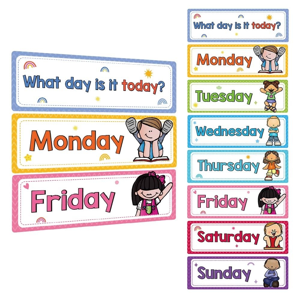 Amazon Lachilly 8 Pcs Days Of The Week Flashcards Subject Titles For Bulletin Board Boarder Headliners Classroom Decoration Teacher Teaching Aids Toys Games
