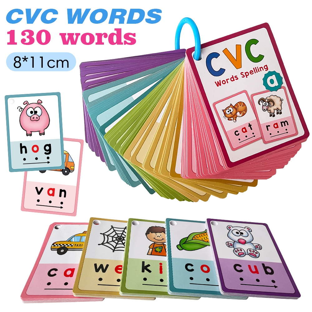 Amazon Lachilly Montessori CVC Words Flashcards Short Vowel Reading Letters Sorting Spelling Word English Cards CVC Beginning Phonics Word Builders Toddler Learning Toys 130 Words Toys Games