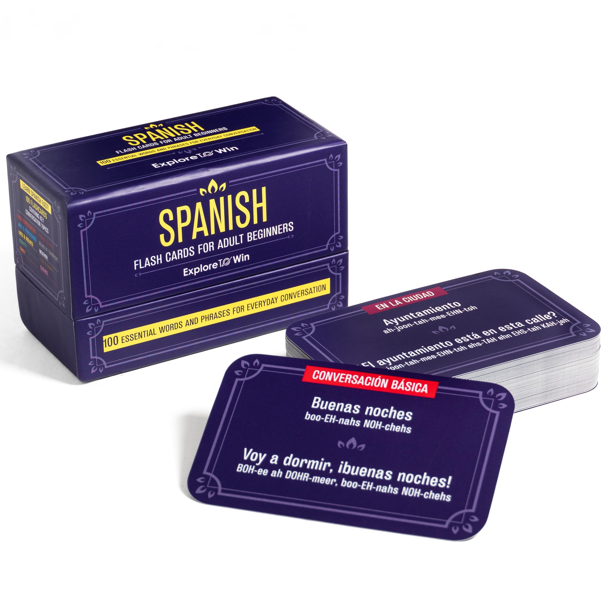 Amazon Learn Spanish Flash Cards For Adults Kids 3 in 1 Set 100 Physical Flashcards 100 Audio Files EBook With 1 000 Phrases Practice Common Spanish Verbs Words Phrases