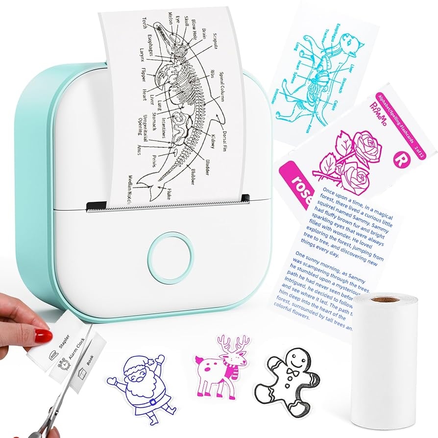 Amazon Memoking Sticker Printer Mini Thermal Sticker Printer T02 Inkless Pocket Label Maker Bluetooth Portable Photo Printer Instant Print Perfect For Students School Supplies Flashcards Journals Office Products