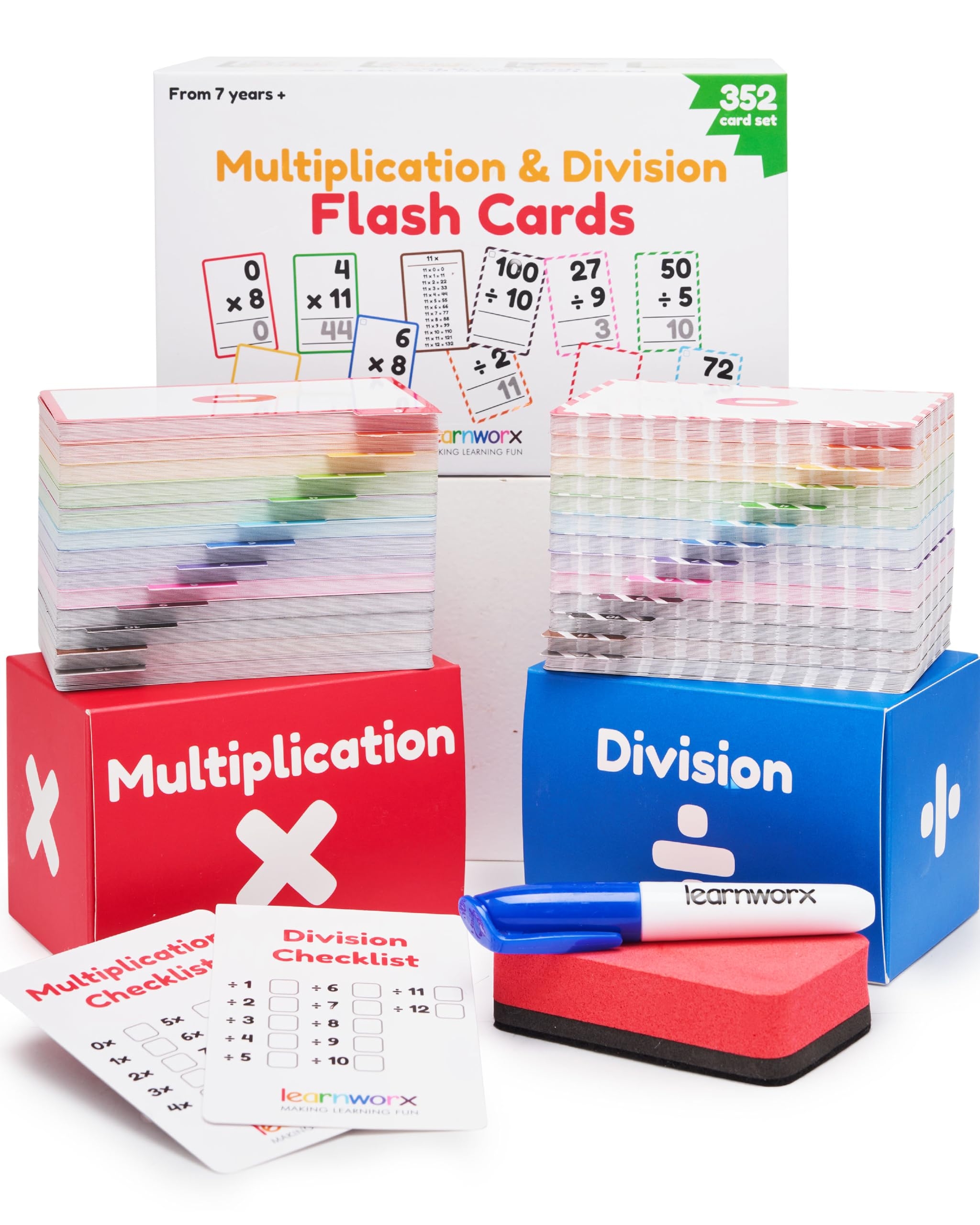 Amazon Multiplication Flash Cards Math Flash Cards Multiplication Division Math Facts Kids Games 2nd 3rd 4th 5th 6th Grade Times Table Bulk 352 Flashcards Set Ages 7 11 Toys Games