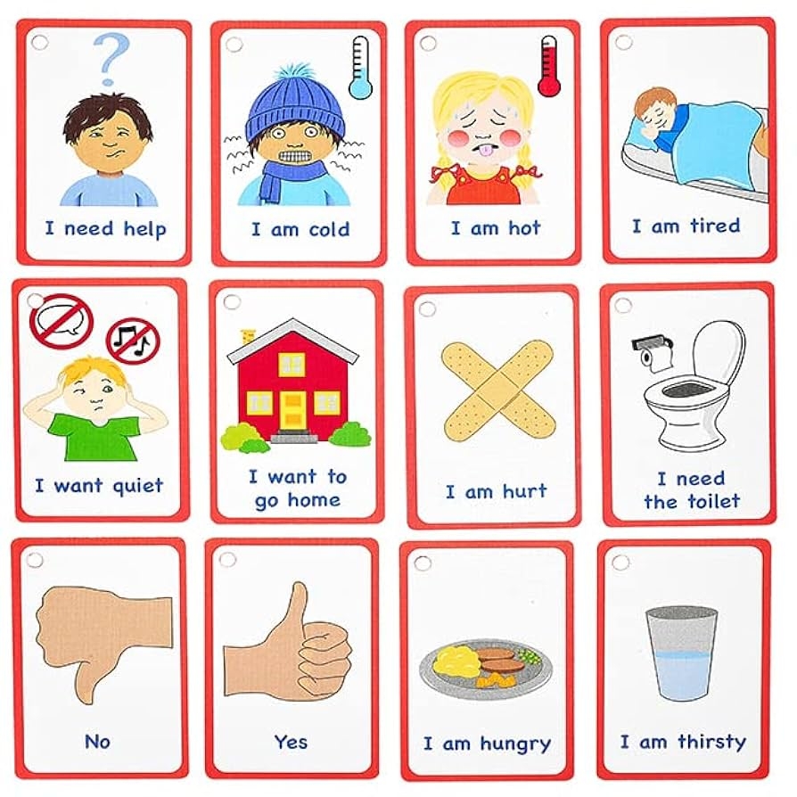 Amazon My Essential Needs Cards 12 Flash Cards For Visual Aid Special Ed Speech Delay Non Verbal Children And Adults With Autism Or Special Needs Toys Games