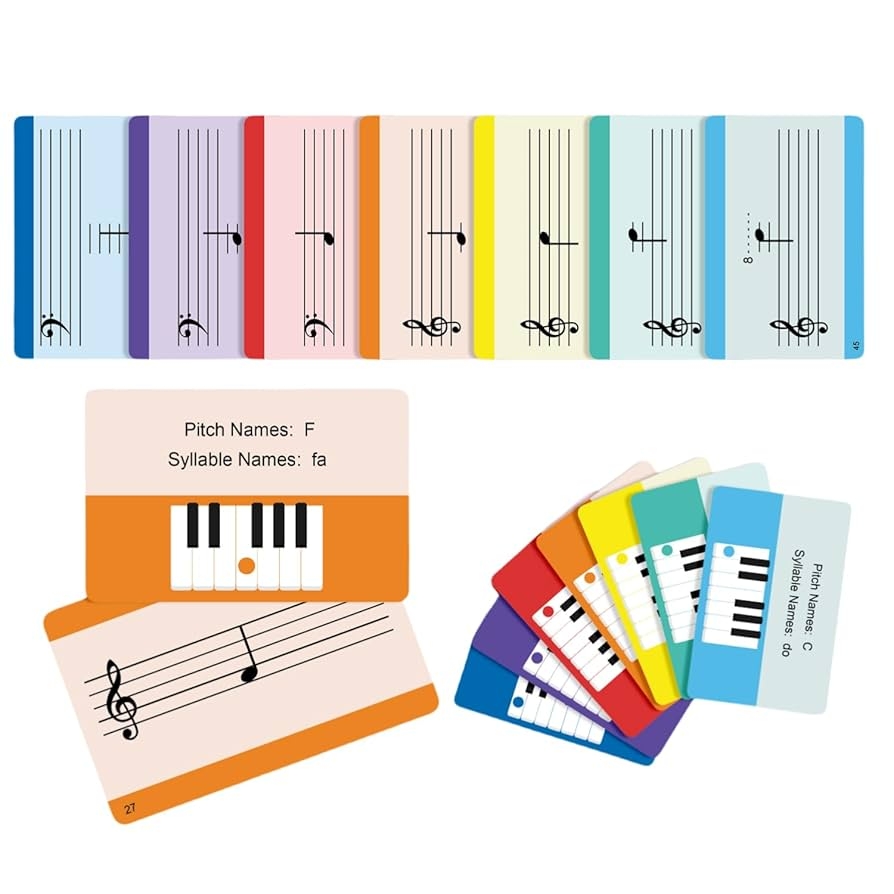Amazon Piano Notes Flashcards Study Aid For Beginners And Professionals Include Staff Notation Pitch Syllable Names Keyboard Position Clefs And More 54 Double Sided Cards Piano Flash Card Toys Games