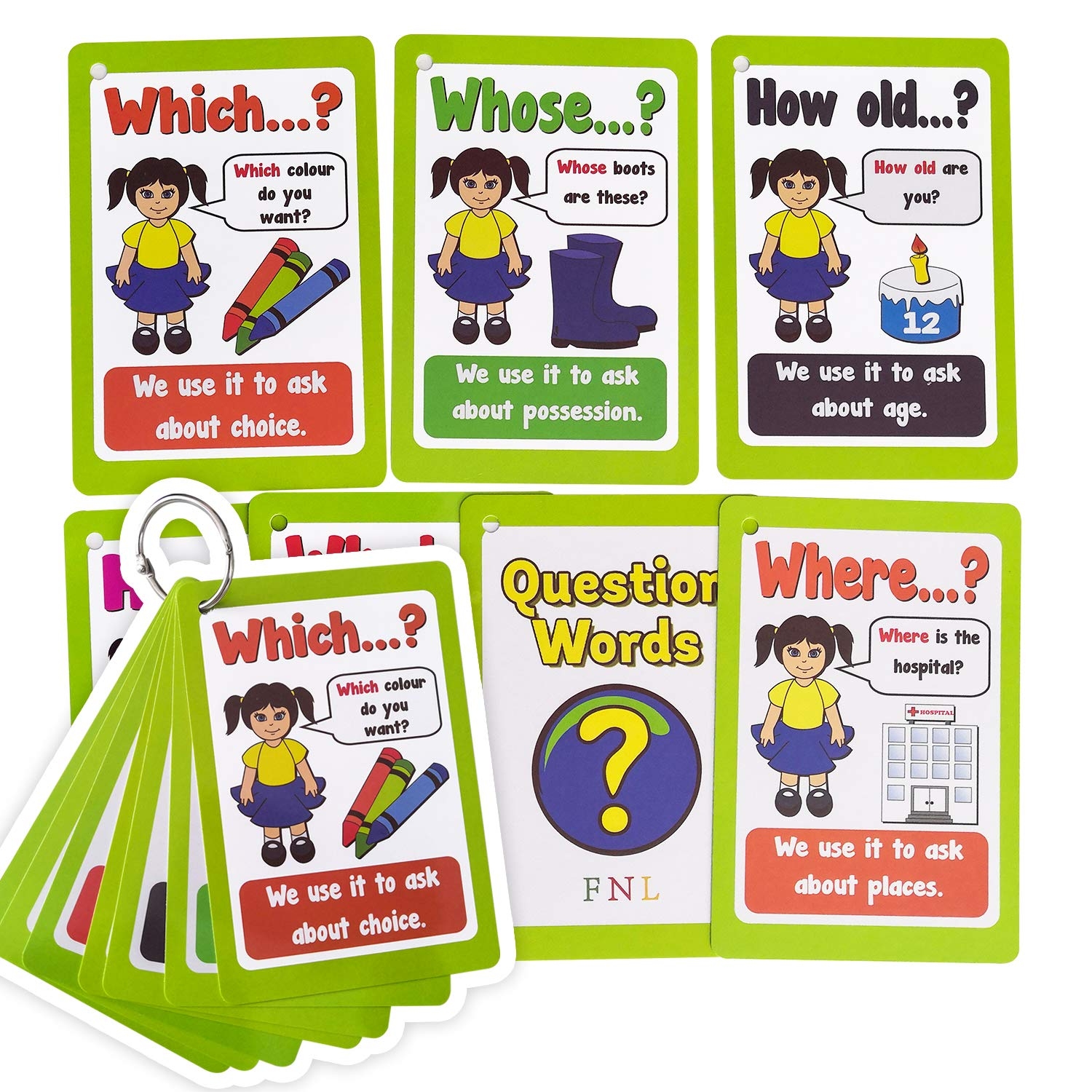 Amazon Rechardy Question Words Flashcards English Sentences Grammar Learning Pocket Cards Educational Learning Toys Kindergarten Supplies Toys Games