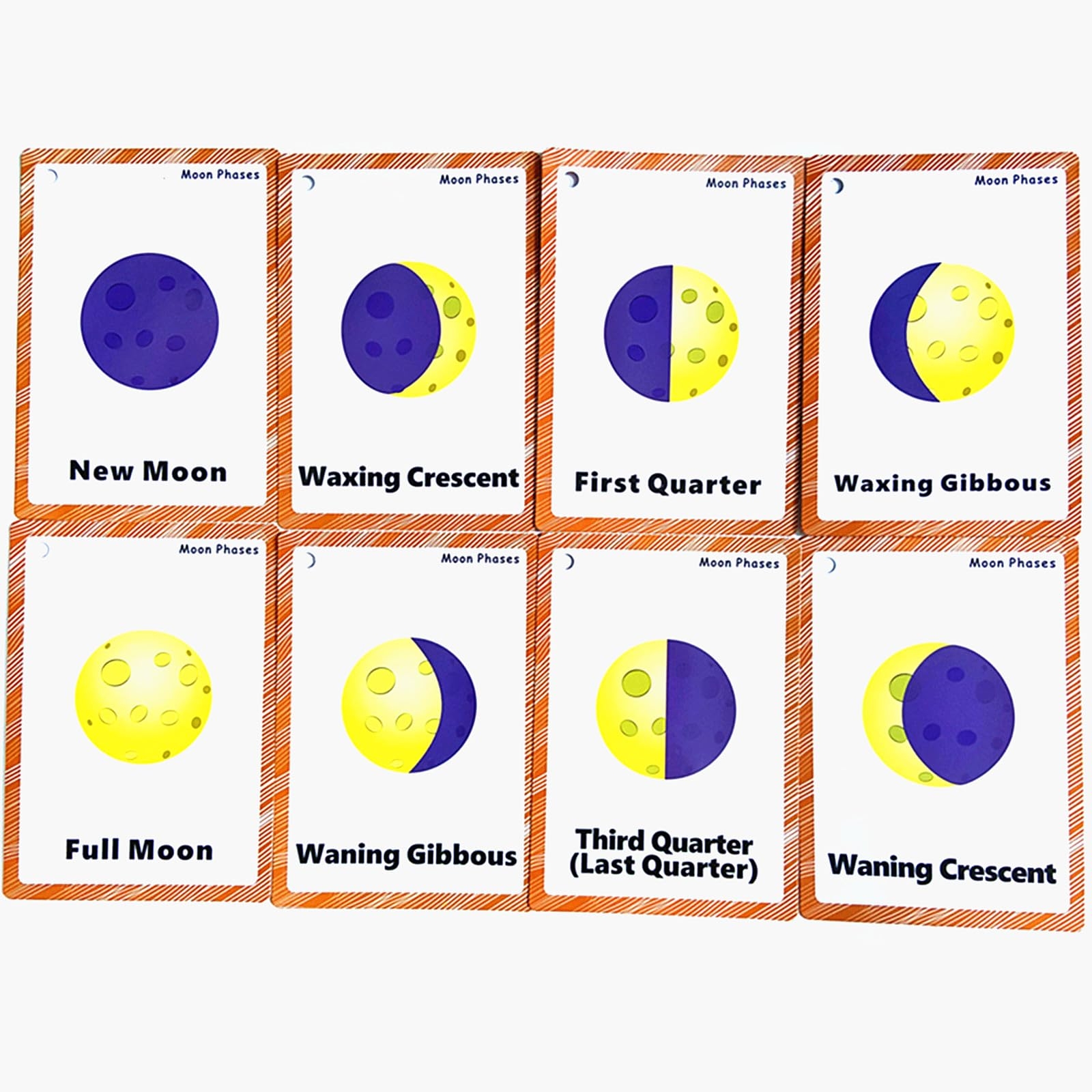 Amazon Set Of Moon Phase Flash Cards For Toddlers 9 Count Kids Learning Flashcard Montessori Pocket Cards Perfect For Pre K Decor Background Wall Stickers Teacher Autism Therapists Tools