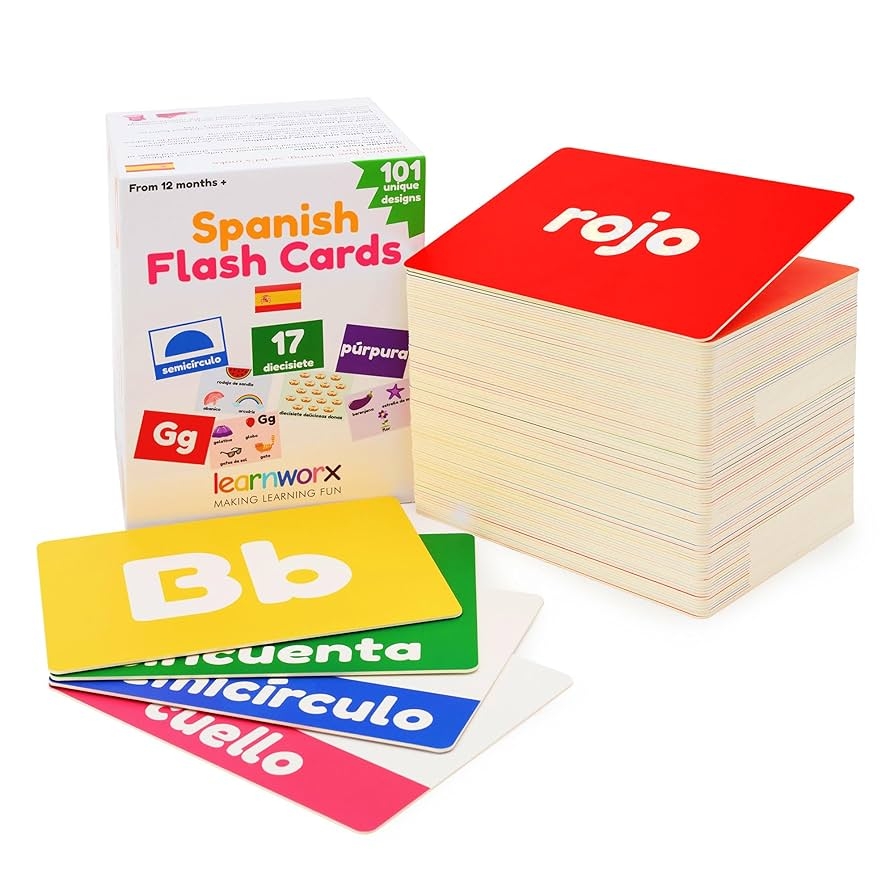Amazon Spanish Flash Cards For Kids And Toddlers 101 Cards 202 Sides Learn Shapes Numbers Colors Body Parts Counting Letters More Great Value Fun Learning And Educational Flashcards Toys Games