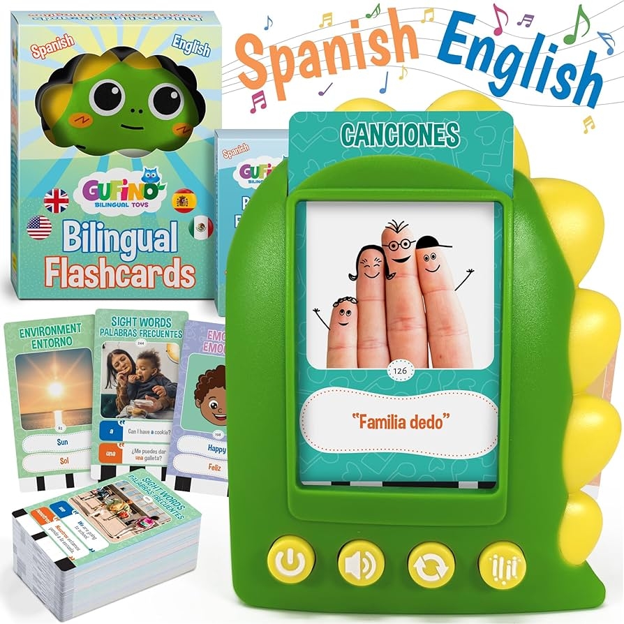 Amazon Spanish Flash Cards For Kids Bilingual Talking Flashcards With Audio English Learning Cards Interactive Language Development Toy Educational Flash Cards For Early Learning Toys Games