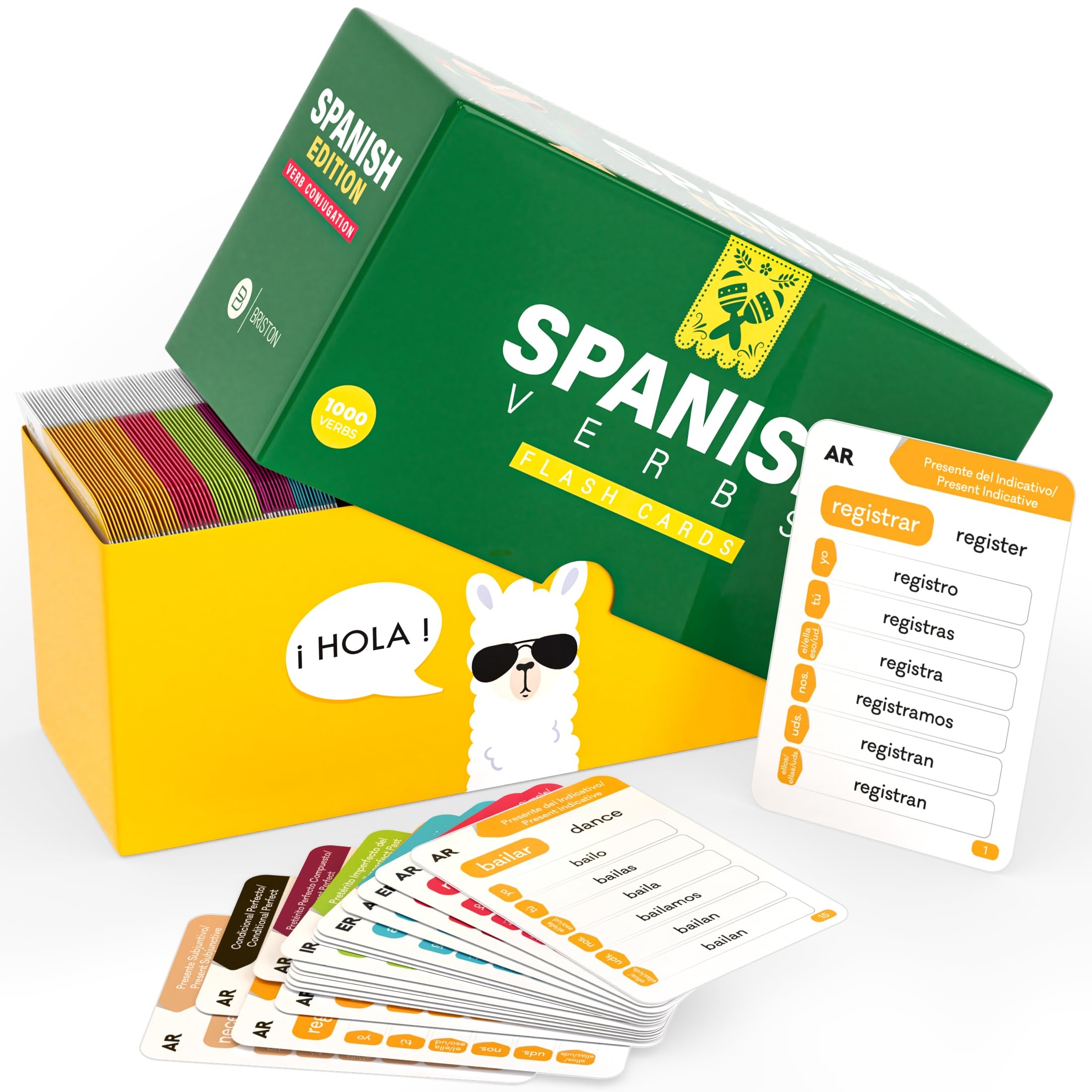 Amazon Spanish Verb Conjugation Flash Cards With 9 Tenses 1 000 Verbs 500 Cards Educational Language Learning Resource For Memory Sight Words Fun Game Play Kids Grade School Classroom Or