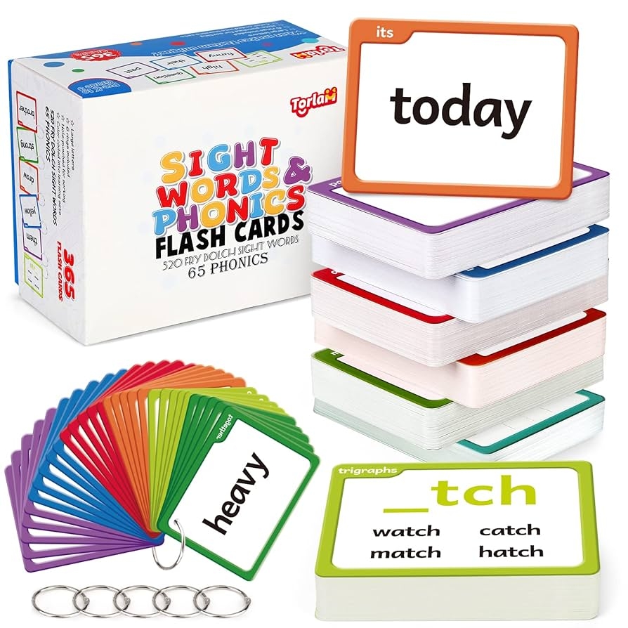 Amazon Torlam Sight Words Phonics Flash Cards For Kids Learn To Read Digraphs CVC Blends Long Vowel Sounds Spelling Reading Phonics Games Site Words For Pre k Kindergarten 1st 2nd 3rd Grade